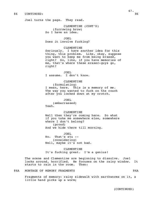 Eternal Sunshine of the Spotless Mind Movie Script